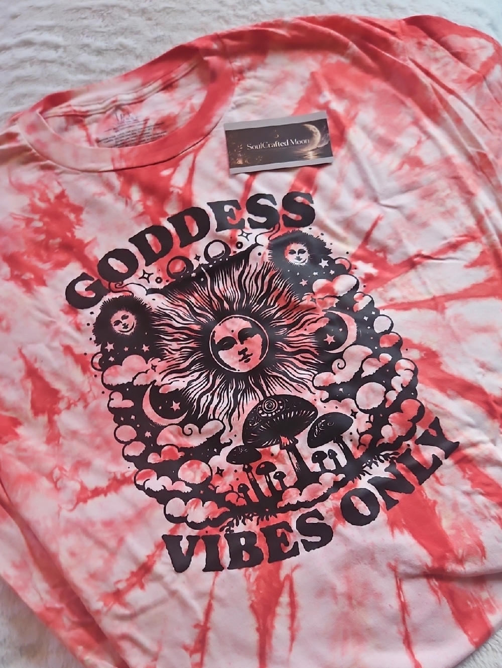 George Pink and White Tie-Dye 'Goddess Vibes Only' Graphic Tee